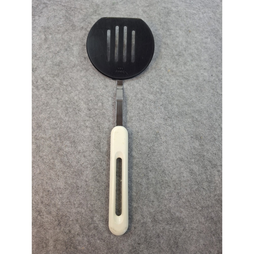 Bonny USA Vintage Slotted Spatula Black Nylon Stainless Steel White Handle